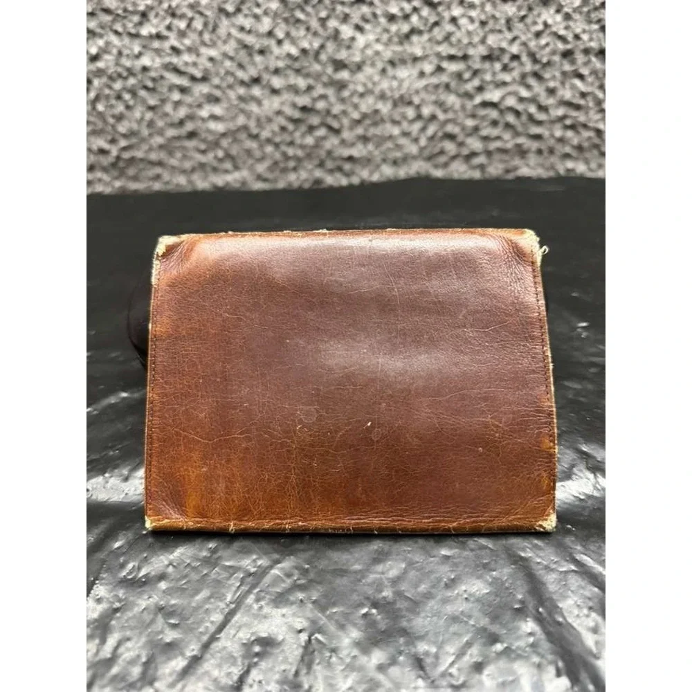 Vintage Loewe Men's Leather Logo Embossed Credit Card Bifold Wallet Brown‎